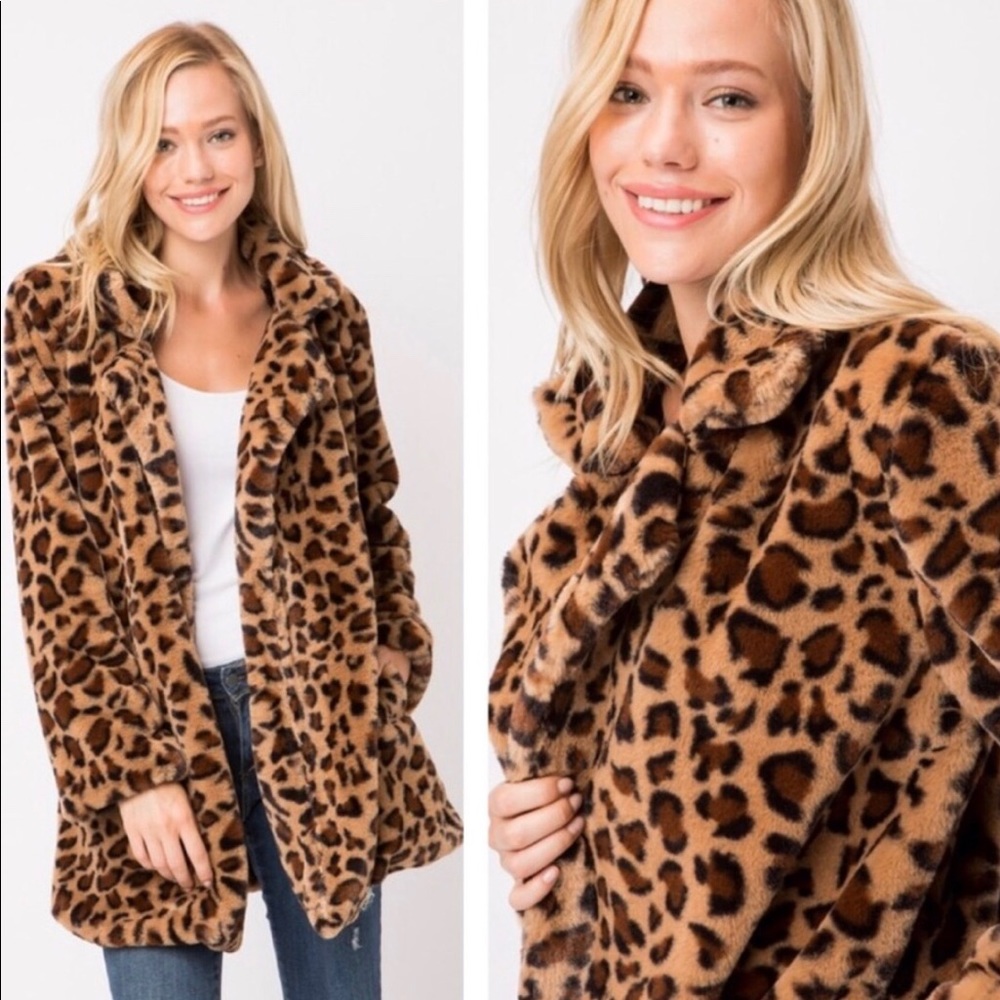 🔥Clearance🔥Leopard Faux Fur Coat Medium - Picture 2 of 6